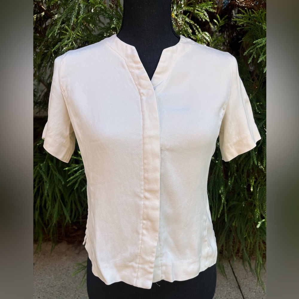 Pure Silk Talbots cream short sleeve blouse